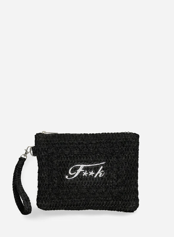 POCHETTE RAFIA, BK BLK, medium