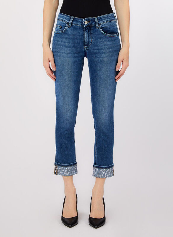 JEANS SKINNY CON STRASS, 78967 STONE, medium