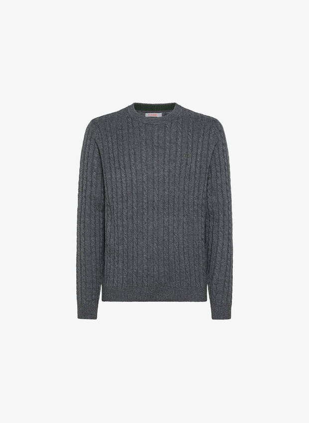 MAGLIONE GIRO TRECCIA, , large