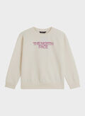 FELPA GIROCOLLO LOGO RAGAZZA, - WHT DUNE, thumb
