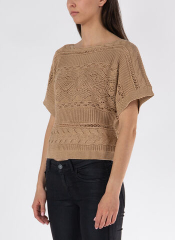 MAGLIONE MANICHE CORTE TRAFORATO, SAFARI, small