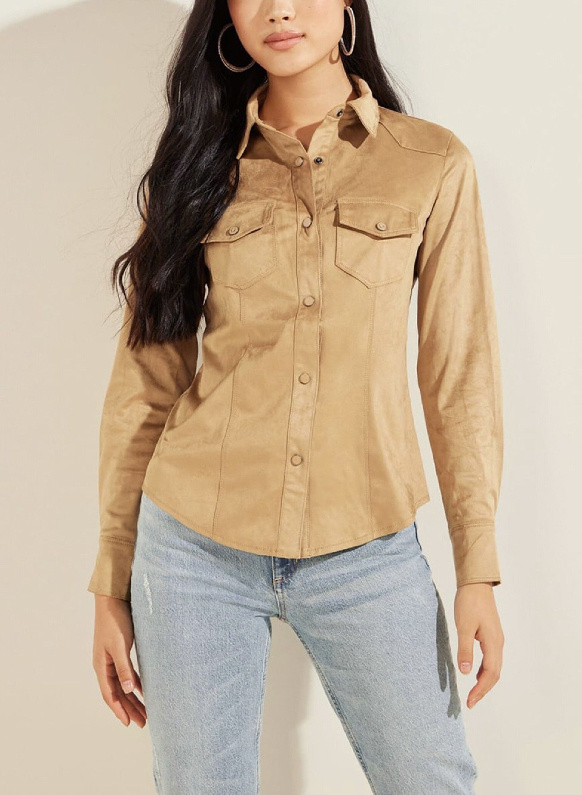 Jeans Donna Camicia In Alcantara Beige