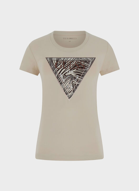 T-SHIRT CON LOGO TRIANGOLO, G1M5 CREAM, medium