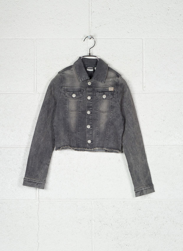 GIUBBOTTO JEANS SFRANGIATO DA RAGAZZA, MEDIUM GREY, large