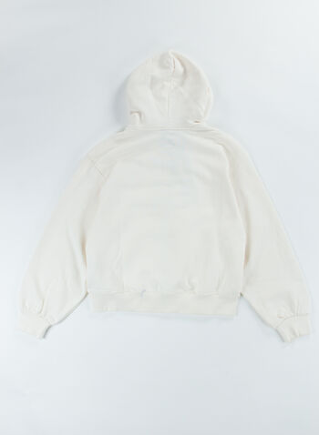 FELPA FULL ZIP CON CAPPUCCIO HOLOGRAM RAGAZZA, 036 PANNA, small