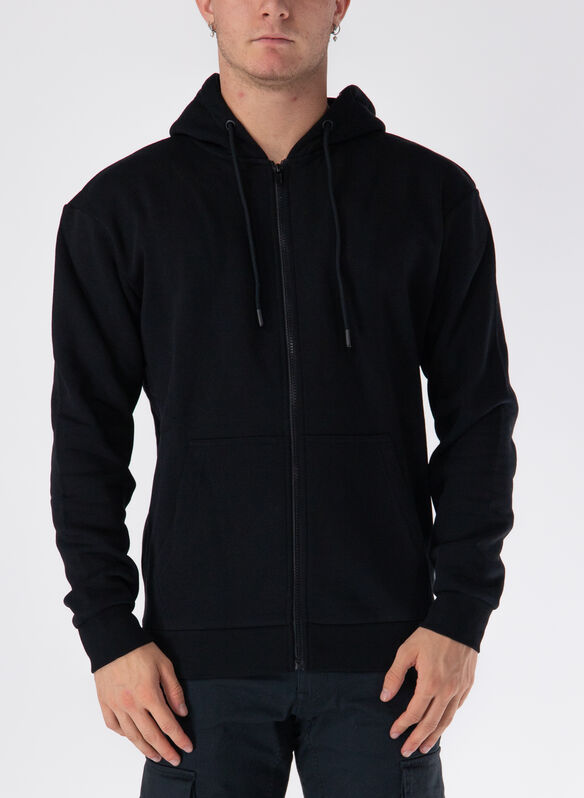 FELPA CON CAPPUCCIO FULL ZIP, BLACK BLACK, medium