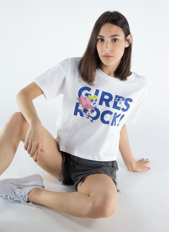 T-SHIRT CROP CON STAMPA, GIRL ROCK, small