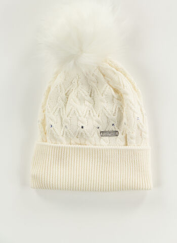 CAPPELLO IN MISTO LANA CON STRASS, 01 WHT, small