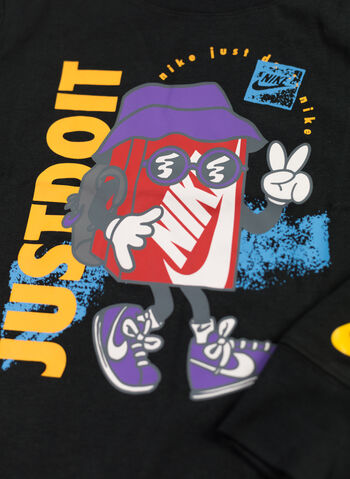 T-SHIRT BOXY PEACE BAMBINO, 023 BLK, small