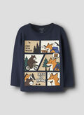 T-SHIRT OSWALDE STAMPA POSTERIORE BAMBINO, NAVY  BLAZER, thumb