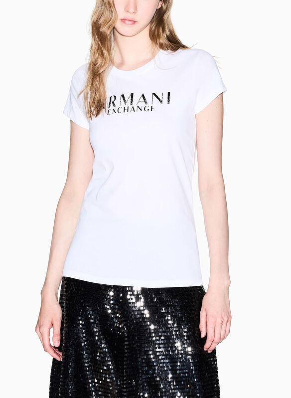 T-SHIRT LOGO AX FLOCCATO, U0002 WHT, medium