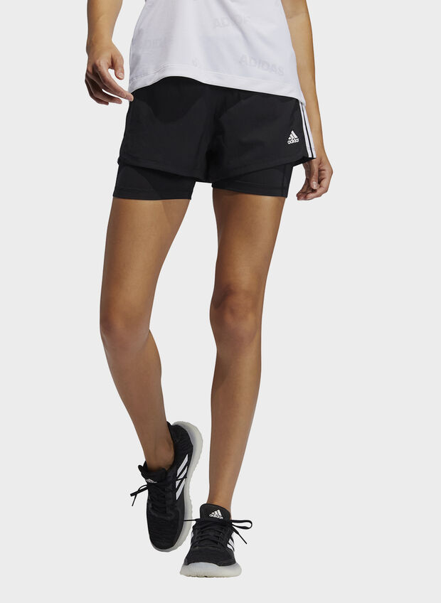 SHORTS PACER 3-STRIPES WOVEN TWO-IN-ONE, BLK, large