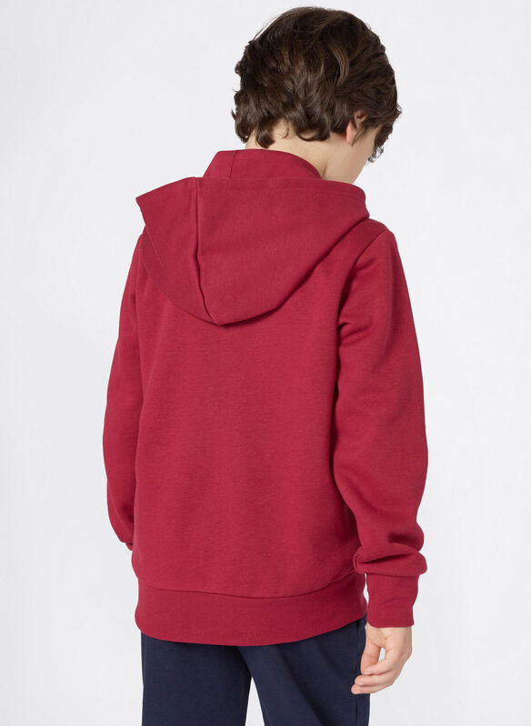 FELPA CON ZIP INTERA CON LOGO SCRIPT RAGAZZO, RS525 BORDO, medium
