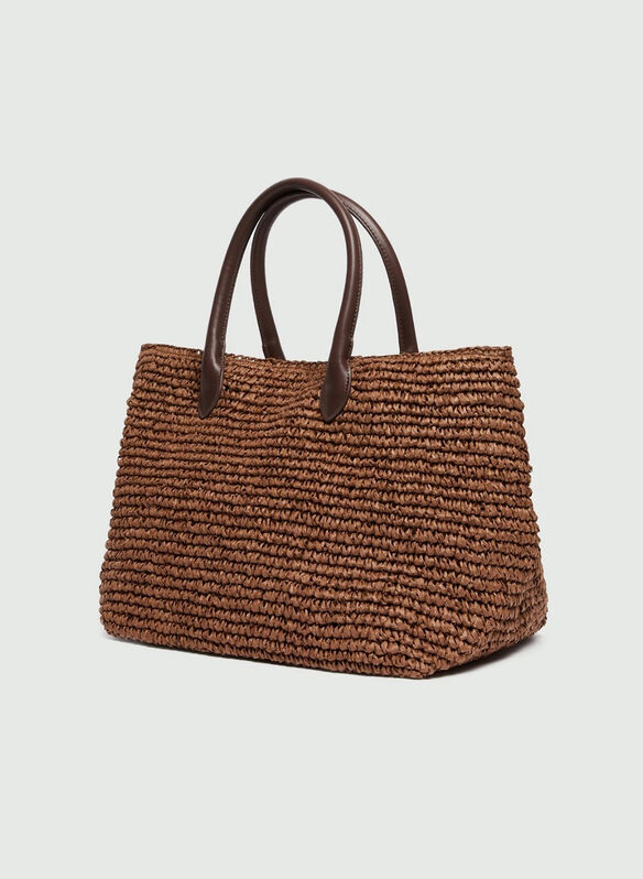 BORSA BALIA RAFIA, 001 CUOIO, medium