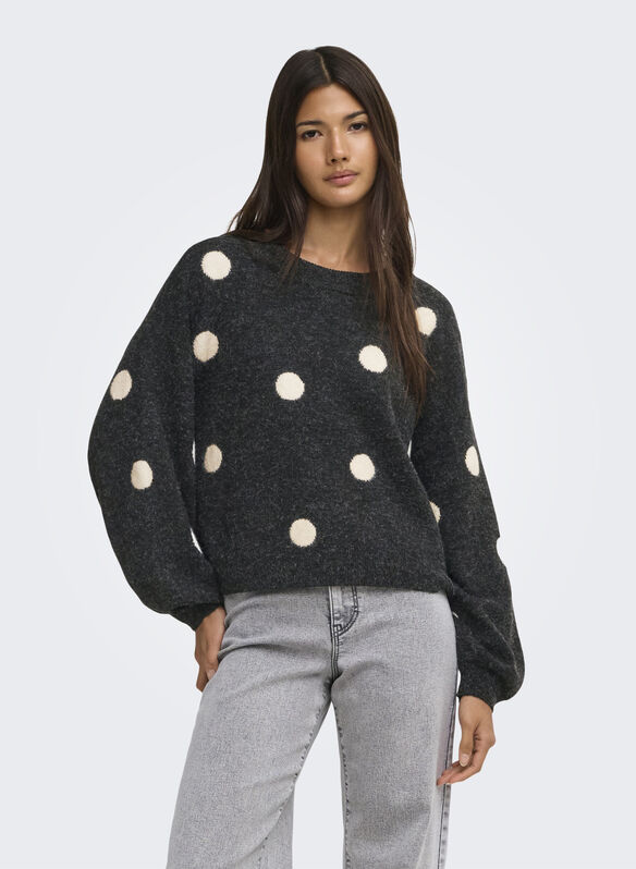 MAGLIONE RICA POIS, DARK GREY MELANGE, medium
