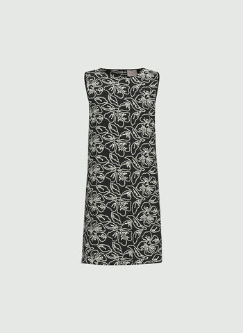 ABITO SMANICATO IN COTONE E LINO RICAMATI, 005 BLK, small