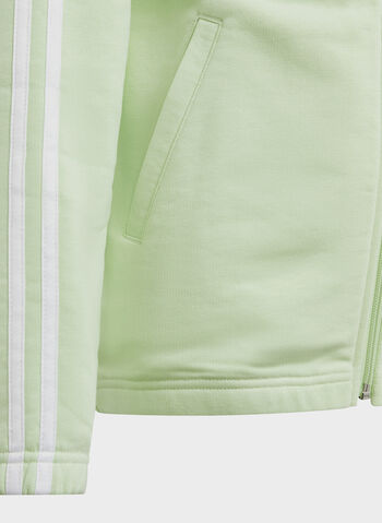 FELPA FULL ZIP 3 STRIPES RAGAZZA, GREEN, small