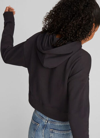 FELPA CON CAPPUCCIO CLASSICS CROP, 01 BLK, small