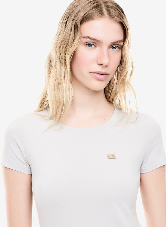T-SHIRT LOGO METAL, U9001 CREMA, medium