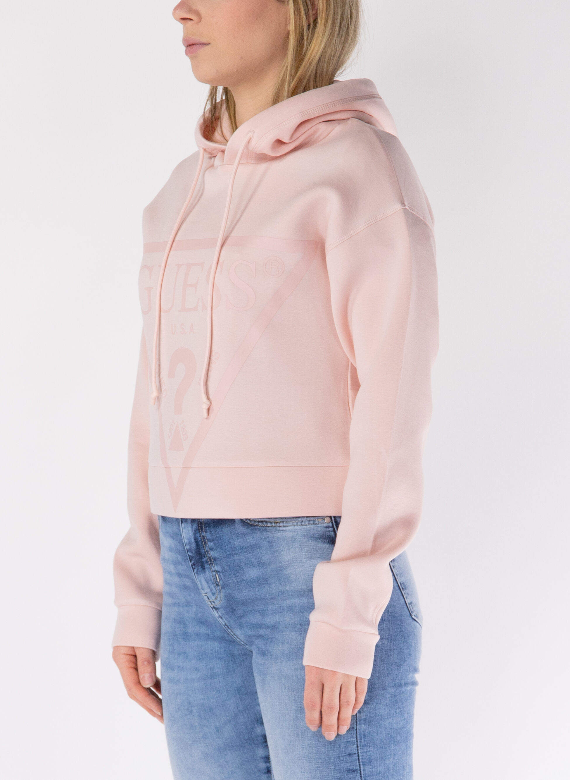 FELPA DONNA GUESS CON ZIP E CAPPUCCIO