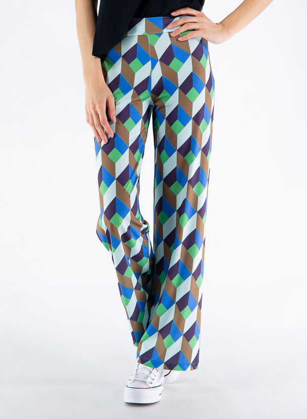 ANIS PANTALONE FANTASIA GEOMETRICA Azzurro, Bianco, Marrone, Verde Donna |  Sport85
