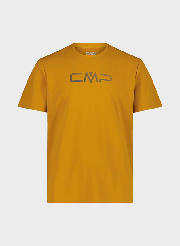 MAGLIA A MANICHE CORTE GIROCOLLO CON LOGO, R813 CURCUMA, medium