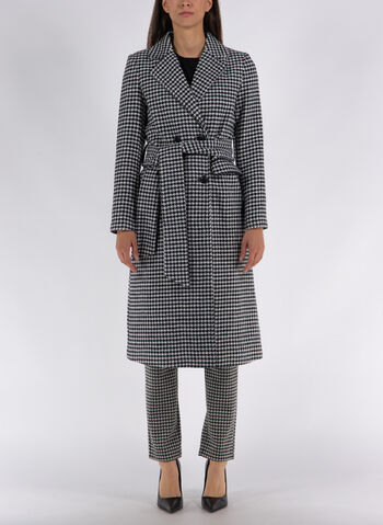CAPPOTTO LUNGO IN PIED DE POULE, 060 BLKWHT, small