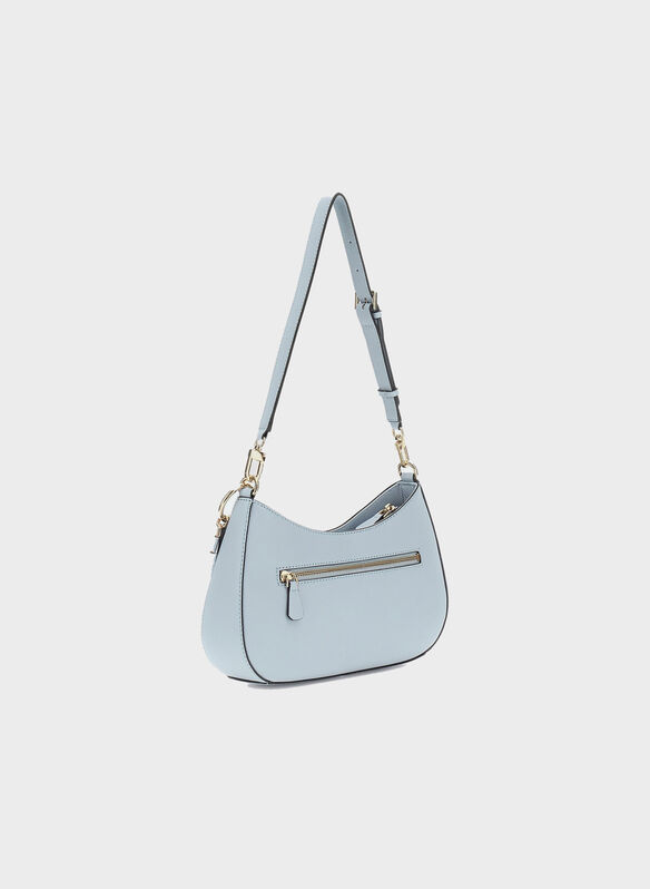 BORSA A SPALLA NOELLE SAFFIANO, CELESTE, medium