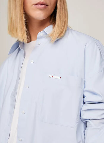 CAMICIA OVERSIZE CON TASCA APPLICATA, C1O CELESTE, small