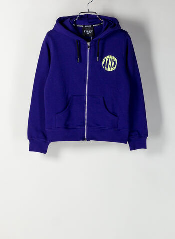 FELPA FULL ZIP CON CAPPUCCIO RAGAZZA, 070VIOLAFLUO, small