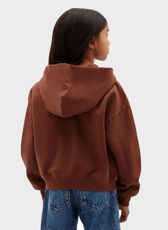 FELPA FULL ZIP MONOLOGO RAGAZZA, HJQ CIOCCOLATO, medium