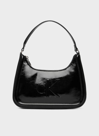 BORSA DA SPALLA CON MONOGRAMMA IN METALLO, UB1 BLK, small