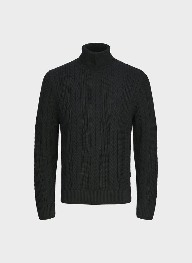 MAGLIONE COLLO ALTO CIPHER, BLACK, large