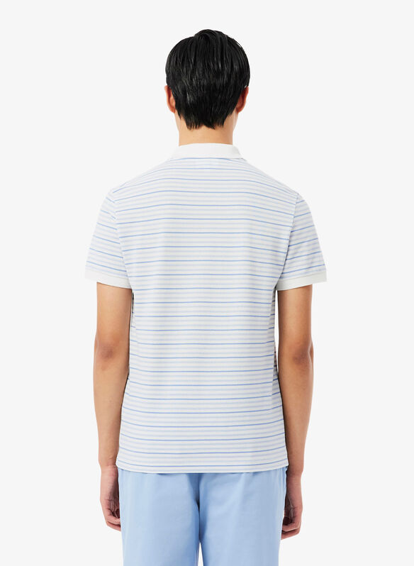 POLO IN PETIT PIQU&Eacute; A RIGHE, WB5 WHTCELESTE, medium