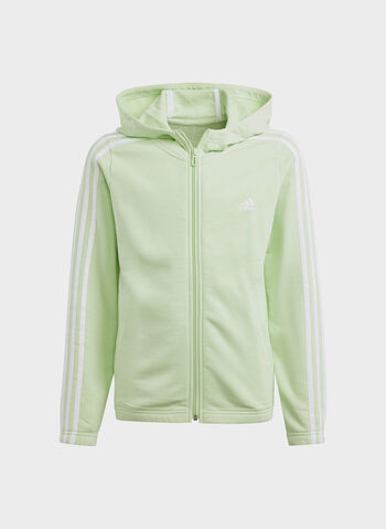 FELPA FULL ZIP 3 STRIPES RAGAZZA, GREEN, small
