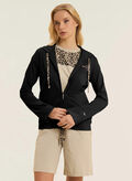 FELPA IN JERSEY CON ZIP E CAPPUCCIO CRINKLE, N BLK, thumb