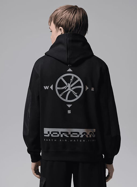 FELPA JORDAN HOODIE RAGAZZO, 023 BLK, medium