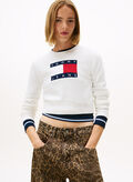 MAGLIONE BIG LOGO CROP STRASS, YBH PANNA, thumb