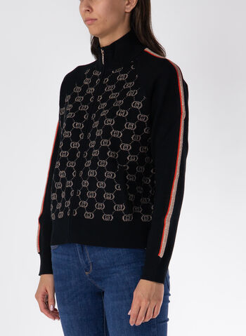 CARDIGAN FULL ZIP ALL OVER LOGATO, A4279 BLK, small
