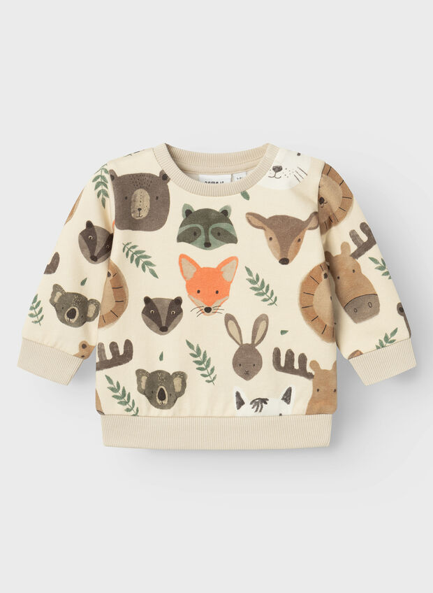 FELPA ORVAN STAMPA ANIMAL BIMBO, SUMMER SAND PANNA, large