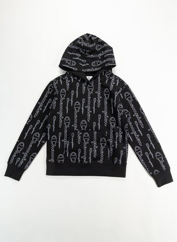 FELPA CON CAPPUCIO AMERICAN CLASSIC RAGAZZA, KL001BLK, small