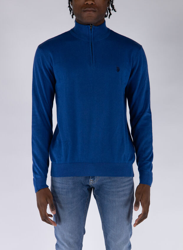 MAGLIONE 1/2 ZIP MISTO COTONE, 237 AVIO, large