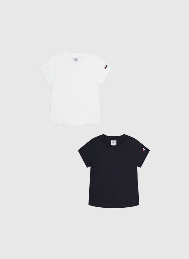 T-SHIRT BI-PACK BASIC RAGAZZA, WW001 WHTBLK, large