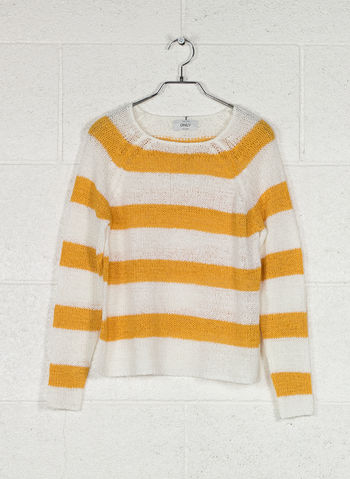 MAGLIONE STRIPED KNITTED PULLOVER, CLOUD GOLDEN, small