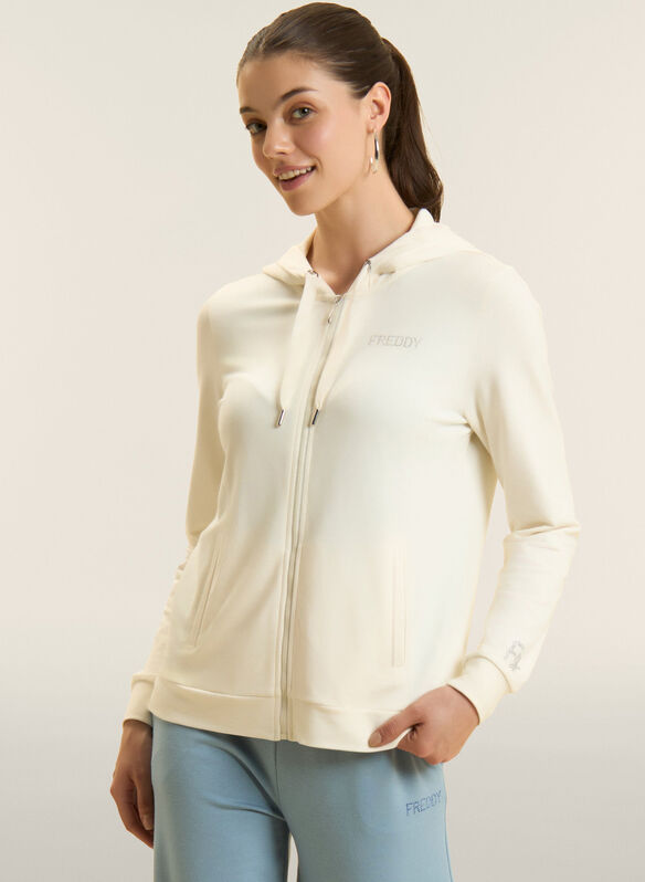 FELPA LOGO FREDDY IN STRASS, W72 PANNA, medium