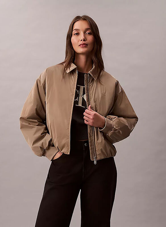 GIUBBOTTO BOMBER LUCIDO TAGLIO RELAXED, VFU BEIGE, medium