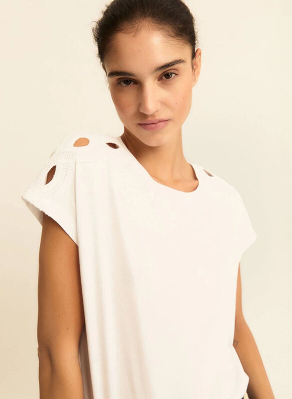 T.SHIRT MC CHIFFON, 001 WHT, medium