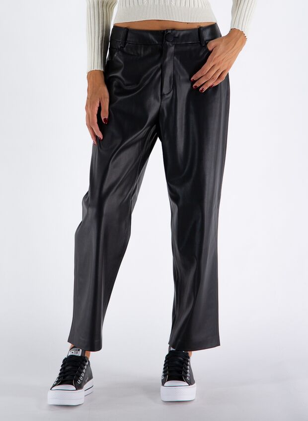 PANTALONE SANDY FINTA PELLE, BLK, large