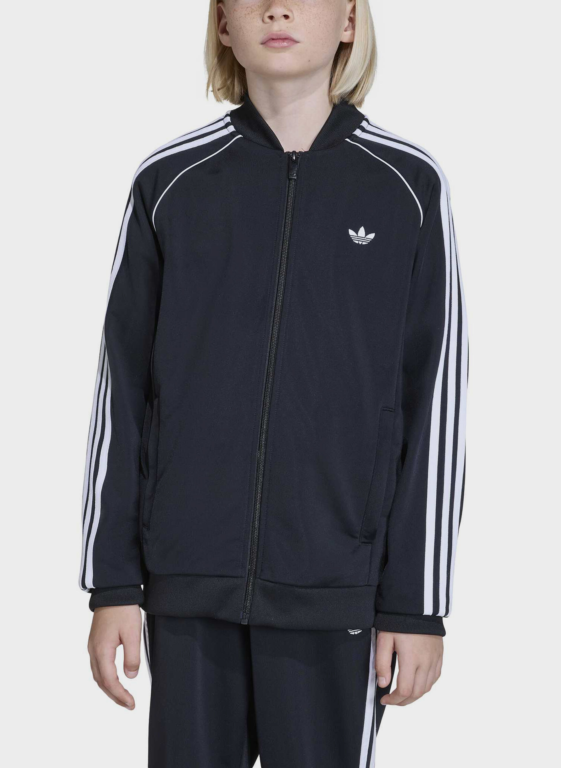 adidas Originals Felpa con zip nera per bambino e bambina