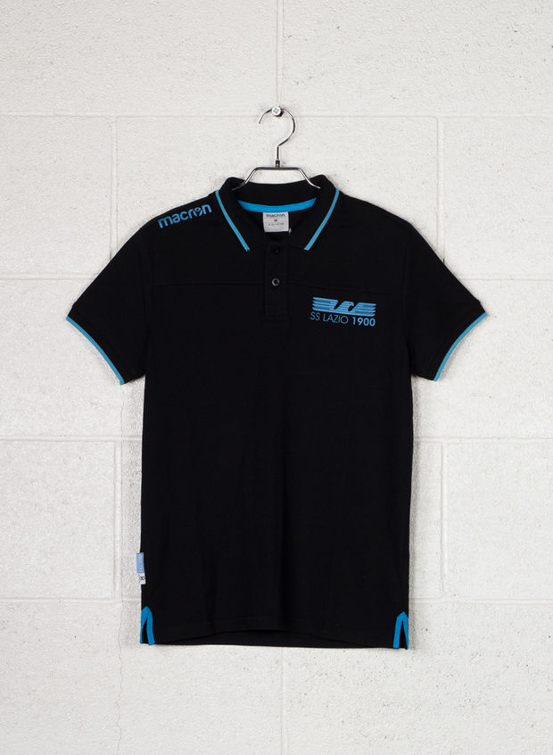 POLO IN COTONE PIQUET LINEA FAN SENIOR SS LAZIO 2018/19, BLKCEL, large